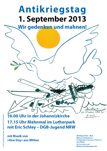Plakat zum Antikriegstag Witten 2013