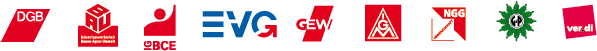Logos der Einzelgewerkschaften im DGB