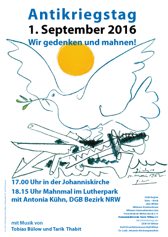 Plakat zum Antikriegstag Witten 2015