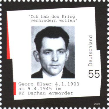Sonderbriefmarke Georg Elser aus dem Jahr 2003