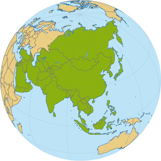 Der Globus, Asien - Perspektivwechsel