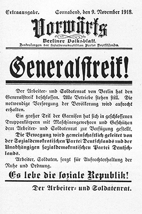 9. November 1918, Vorwärts Extraausgabe, Generalstreik